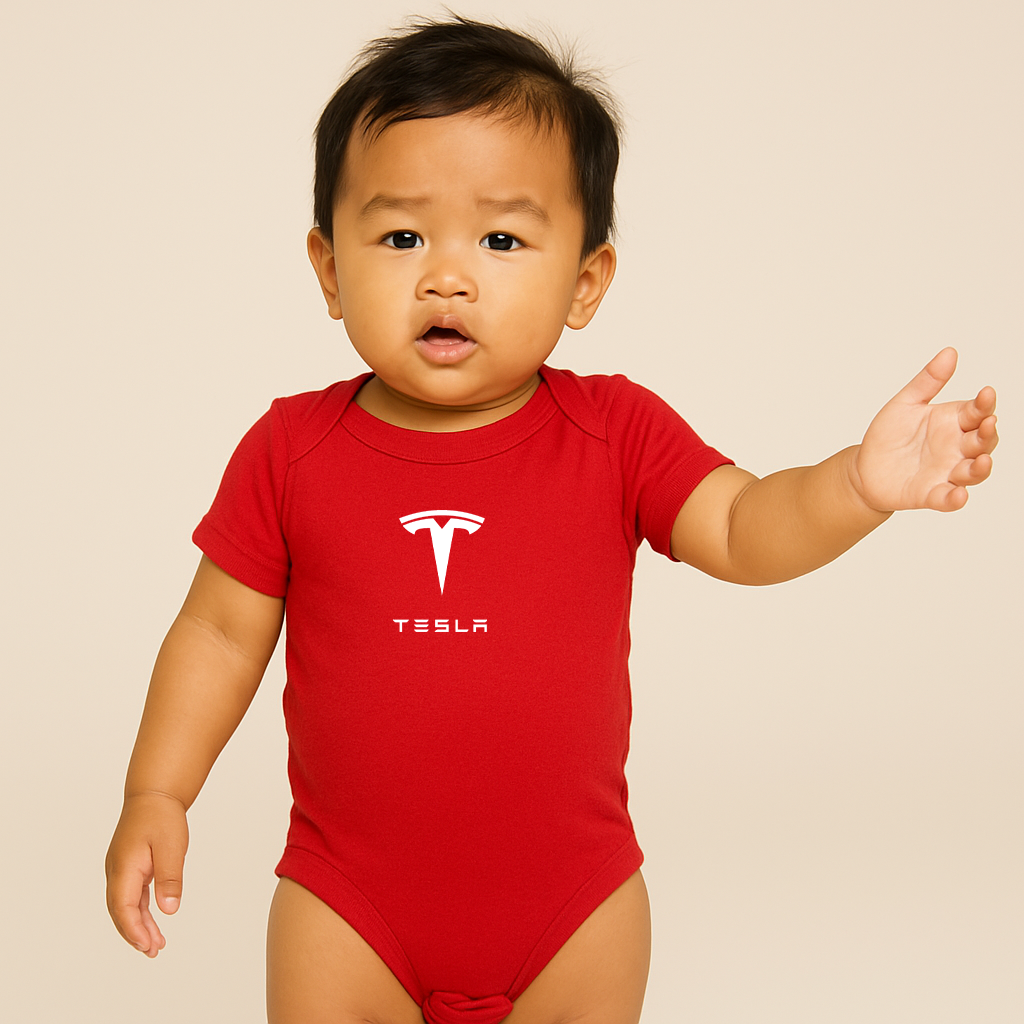 Tesla Motorsports Car Baby Romper Onesie